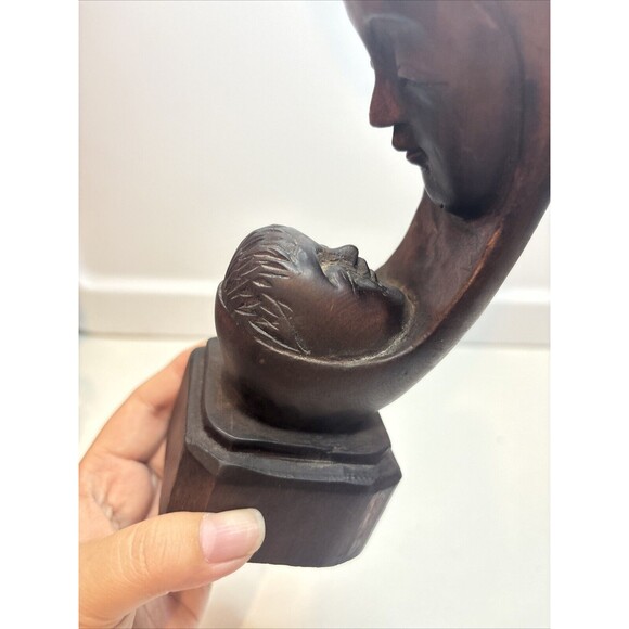 Mother and Child sculpture wooden hand carved Decour items - Picture 5 of 9